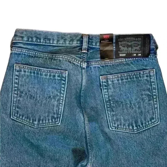 Levis Men’s Jeans33X34 Blue Denim Strong Two Tone Baggy Straight Leg NWT Skater - Picture 8 of 12